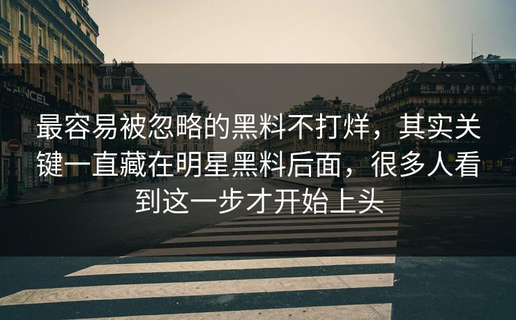 最容易被忽略的黑料不打烊，其实关键一直藏在明星黑料后面，很多人看到这一步才开始上头