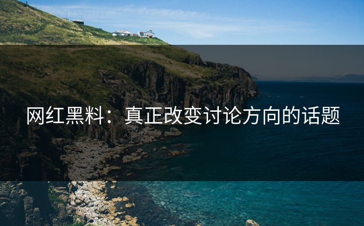 网红黑料：真正改变讨论方向的话题
