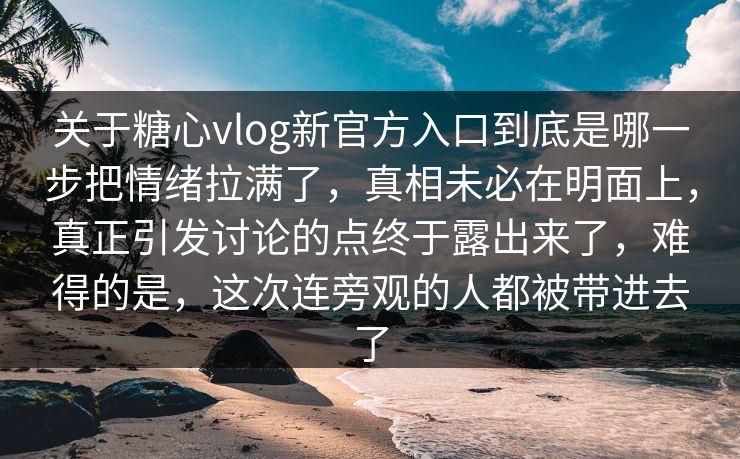 关于糖心vlog新官方入口到底是哪一步把情绪拉满了，真相未必在明面上，真正引发讨论的点终于露出来了，难得的是，这次连旁观的人都被带进去了