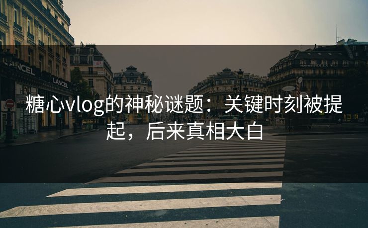 糖心vlog的神秘谜题：关键时刻被提起，后来真相大白